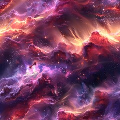 Canvas Print - Abstract Cosmic Nebula with Glowing Stars.