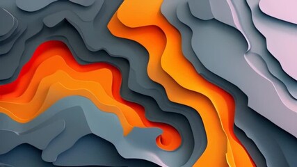 Poster - A dynamic abstract background featuring layered waves of orange and gray tones, creating a modern and vibrant backdrop, ideal for intros or as a stylish visual.