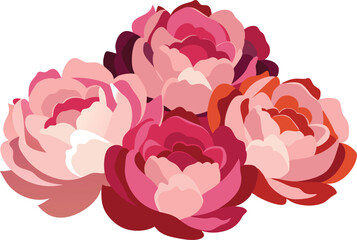 Wall Mural - Vibrant peonies in various shades of pink and red create a beautiful floral display.