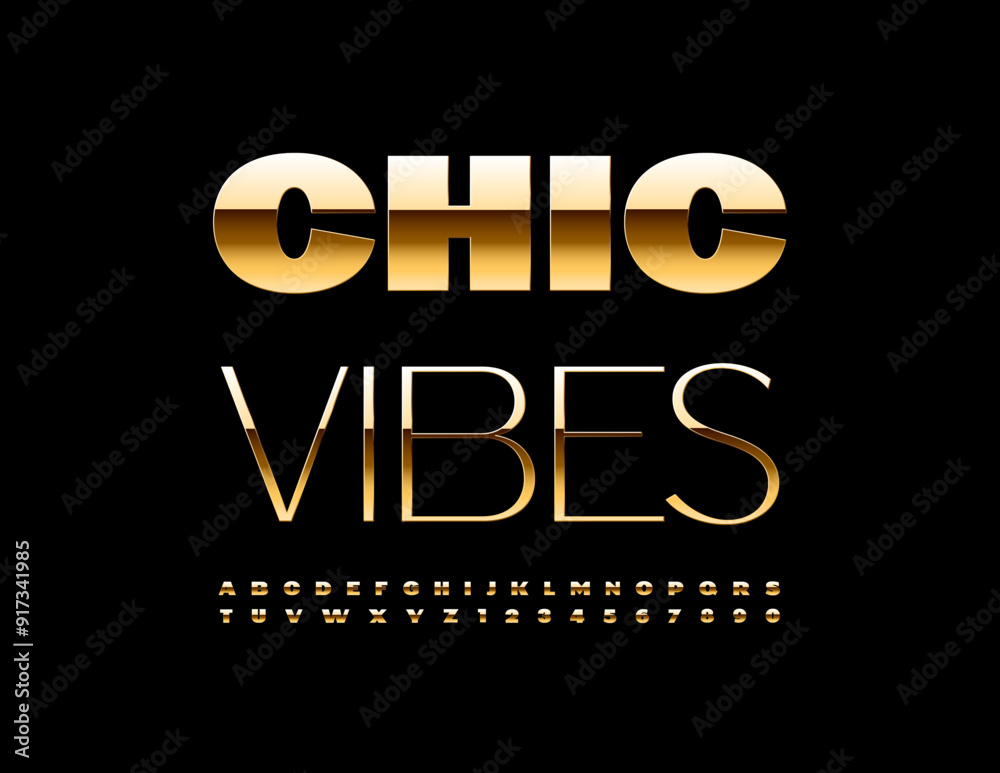 Vector luxury icon Chic Vibes. Elite Gold Font. Trendy Alphabet Letters ...