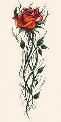 Tribal Rose flower Tattoo traditional tattoo illustration