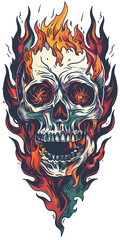 Wall Mural - Tribal Skull and Fire Tattoo traditional tattoo illustration