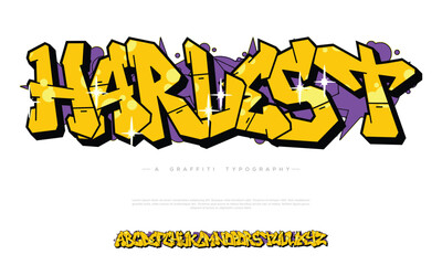 Wall Mural - Vector retro Bubble yellow bold font design, alphabet, typeface, typography. Vector illustration Graffiti bubble shaped alphabet set.