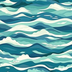 Canvas Print - Abstract Ocean Waves Illustration.