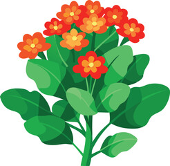 Wall Mural - A colorful bouquet of orange flowers with vibrant green leaves creates a cheerful and lively display.