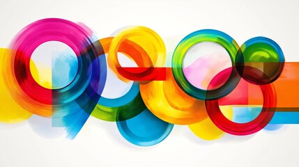 Poster - A colorful abstract painting of circles and ovals. The circles are of different sizes and colors, and they are arranged in a way that creates a sense of movement and energy