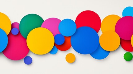 Wall Mural - A colorful background of circles with a white background. The circles are of different colors and sizes. The image has a playful and fun vibe