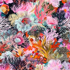 Canvas Print - Abstract Coral Reef Pattern.