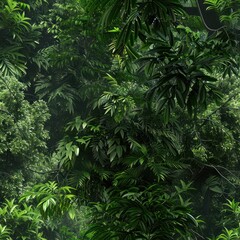 Wall Mural - Lush Tropical Foliage Background.