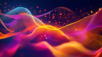 Abstract flowing colorful waves with glowing