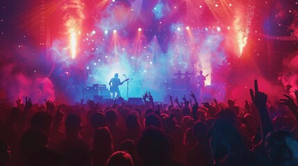 Entertainment and Media Create an image of a live music performance or film production capturing the excitement and energy of the event stylize 250 ar 169 v 6