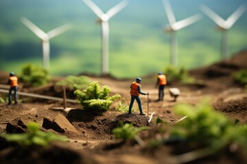 Eco sustainable corporate miniature macro photography tilt shift lens green friendly clean energy earth world future environment business emissions safety CSR responsibility friendly carbon neutral