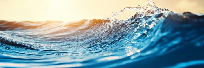 Canvas Print - Sunlit Ocean Wave Breaking  - Abstract Nature Background - A close-up of a breaking ocean wave with sunlight shining through, symbolizing nature, water, movement, energy, and tranquility.