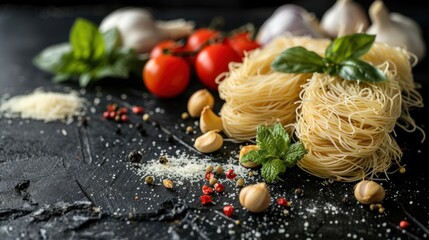 Wall Mural - Pasta, Tomatoes and Garlic