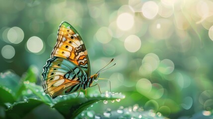 Sticker - Butterfly on a Leaf