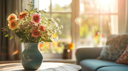 Canvas Print - Colorful Flowers in a Vase