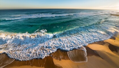 Wall Mural - An aerial view of a beach with waves