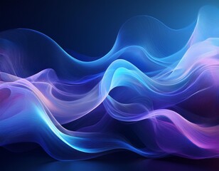 Canvas Print - A digitally created image of blue and purple smoke waves on a dark blue background