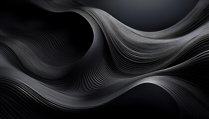 Sticker - Abstract black background with wavy lines, created with Generative Ai Technology