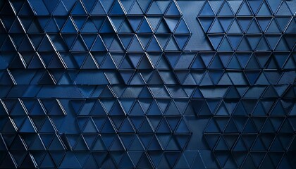 Wall Mural - Close-up of a dark blue wall with a geometric pattern of triangles