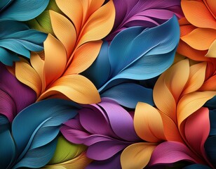 Canvas Print - This photo shows a detailed close-up of a vibrant, colorful wallpaper pattern.