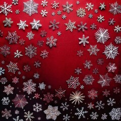 Wall Mural - A red and black background with snowflakes