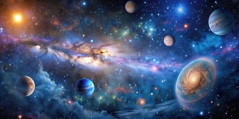Wall Mural - Vastness of outer space with stars and galaxies , universe, astronomy, cosmos, exploration, starry, celestial