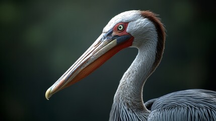 Wall Mural - A large white pelican with a red beak