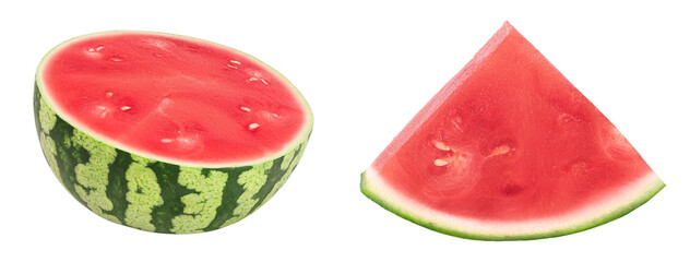 Wall Mural - Red seedless watermelon half isolated on white background with full depth of field.