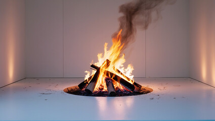 campfire on a pure white background,