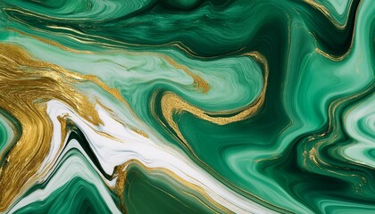 Wall Mural - background green and gold abstract texture marble pattern luxury liquid paint design