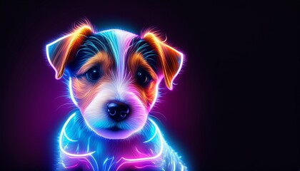 jack russell terrier puppy in abstract graphic style the highlight is the ultra bright neon art