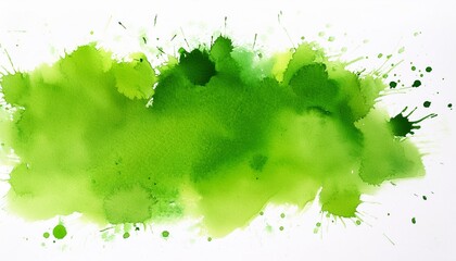 Wall Mural - fresh green watercolor surface with splatters on white background illustration