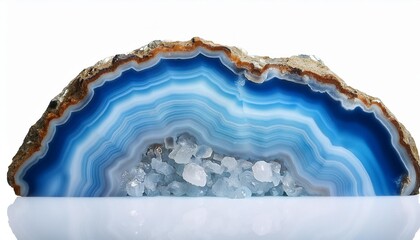 Wall Mural - geode with crystals of light blue color cross section of natural stone