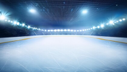 Wall Mural - empty winter background and empty ice rink with lights