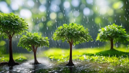 the trees are growing beautifully in the rainy season