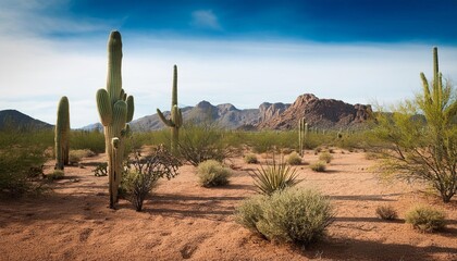 Poster - desert landscape with cacti in the background