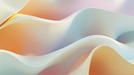 Wall Mural - Soft, pastel-hued fabric folds create a gentle, flowing landscape of curves and light.