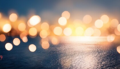 showcase the enchanting allure of coastal landscapes with a photo featuring a bokeh abstract blurred background adorned with sparkling lighting bokeh on the sea