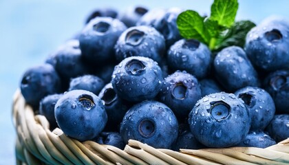 Wall Mural - closeup of freshly picked blueberries in summer