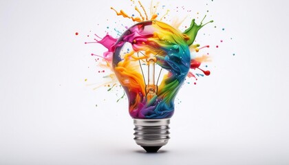 light bulb with colorful on a white background for you design