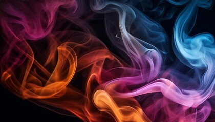 Wall Mural - vibrant smoke patterns showcasing ethereal beauty with intricate forms against dark backdrop