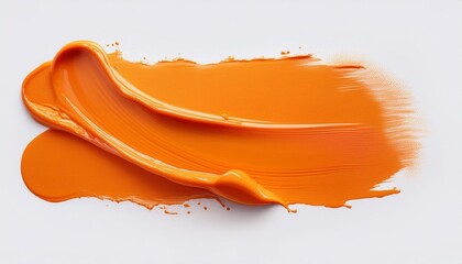 Wall Mural - brush stroke with orange paint on a white background