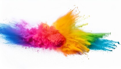 Wall Mural - colorful vibrant rainbow holi paint color powder explosion with bright colors isolated white background