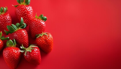 ripe juicy strawberries on red background perfect for fresh healthy summer desserts