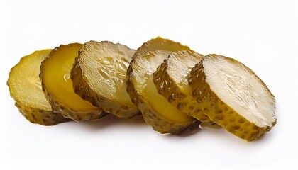 Wall Mural - sliced pickled cucumbers isolated on white