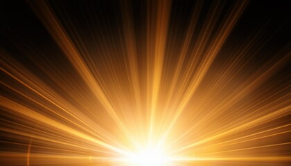 Wall Mural - golden sunlight abstract sun burst digital lens flare on black background for overlay