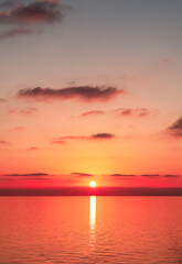 Wall Mural - Dramatic Colorful Sunset Sky over Mediterranean Sea.