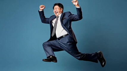 Poster - businessman jumping happy smiling