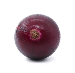 red onion top view side white background